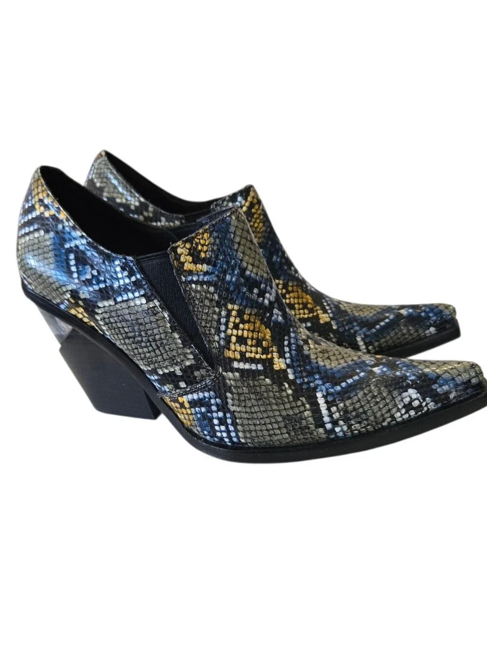 🔥🐍 Jeffrey Campbell Snake Print Western Ankle Booties Heels 🐍🔥Size 8.5 |